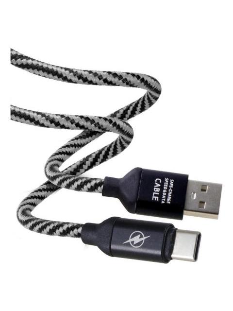CABLE DE CARGA RAPIDA USB A TIPO C  DE 92CM PARA TRANSFERENCIA DE DATOS TRENZADO COLOR NEGRO