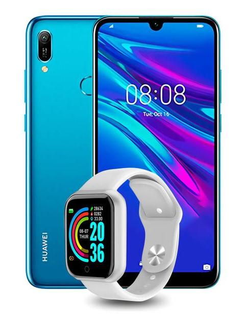 CELULAR HUAWEI Y6 2019 3GB RAM 64GB ROM AZUL ZAFIRO NUEVO SMARTWATCH DE REGALO