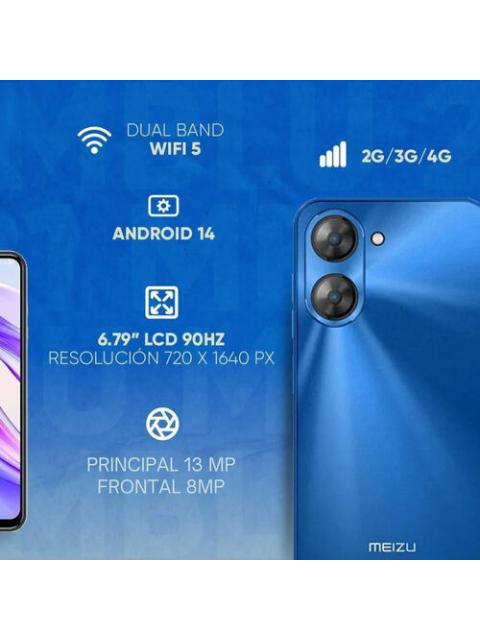 CELULAR MEIZU MBLU 21 6GB RAM 128GB ALMACENAMIENTO DUAL SIM PANTALLA 6.79 CONECTIVIDAD 4G BATERIA 4900 MAH PANTALLA 90HZ CAMARA PRINCIPAL 13MP CAMARA FRONTAL 8MP BLANCO
