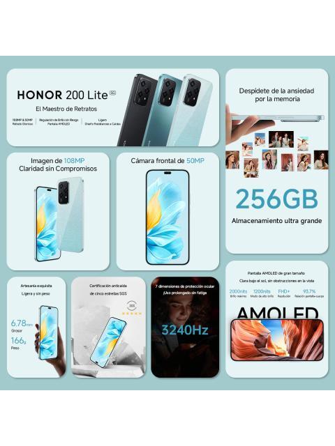 HONOR NUMBER SERIES HONOR 200 LITE DUAL SIM 256 GB AZUL ESTELAR 8 GB RAM