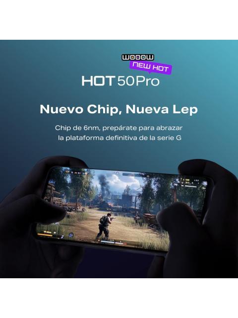 INFINIX HOT 50 PRO COLABORADO CON FREE FIRE MORADO DUAL SIM 256GB 8GB+8GB RAM FRECUENCIA DE ACTUALIZACION DE 120HZ MODELO DEL PROCESADOR MEDIATEK HELIO G100