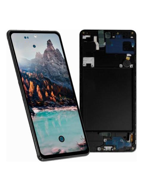 PANTALLA COMPATIBLE CON SAMSUNG A71 A715F A715F DS  OLED CON MARCO COLOR NEGRO