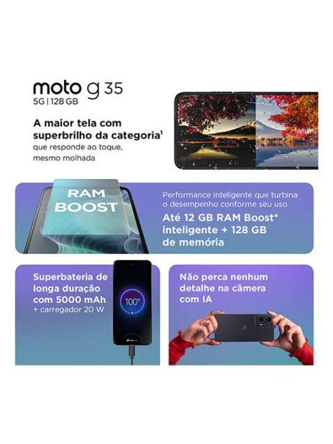 SMARTPHONE MOTO G35 5G 128 GB - VERDE - CUERO VEGANO