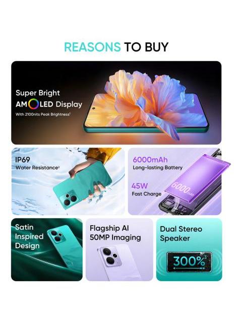 SMARTPHONE REALME 14T 256 GB 8 GB PANTALLA RAM 6.7 108 MP CAMARA DE DOBLE CHIP