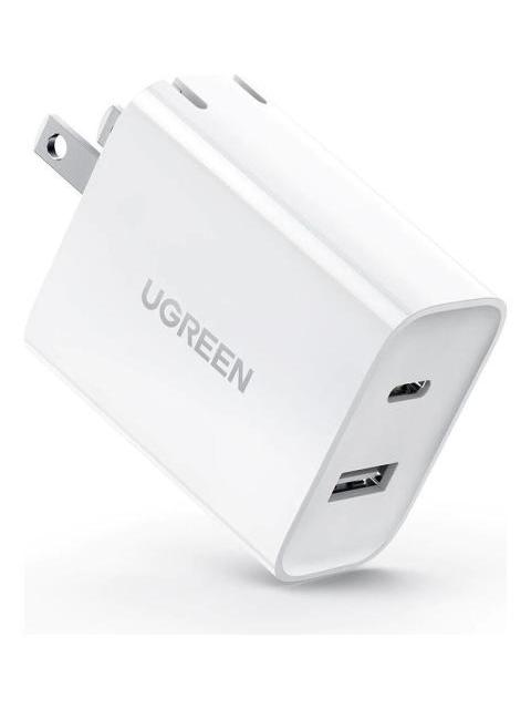 UGREEN CARGADOR PLEGABLE 2 EN 1 USB C Y USB A 30 W BLANCO